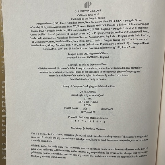 Hardcover novel “Second Sight” by Amanda Quick published by Putnam - Picture 14 of 16